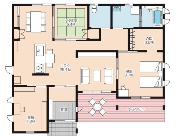 とある平屋の間取り図