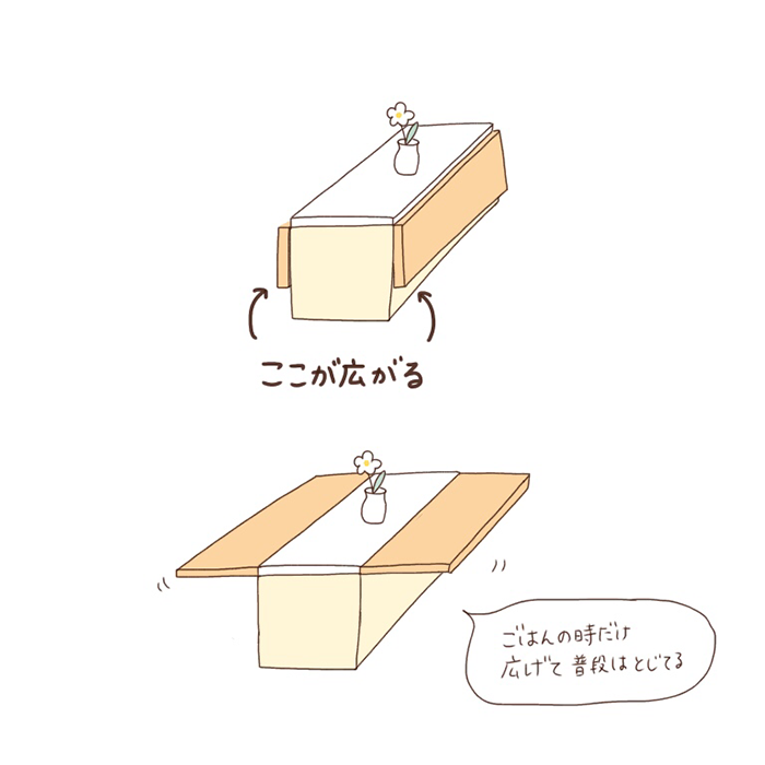 食事スペースにもなる家具