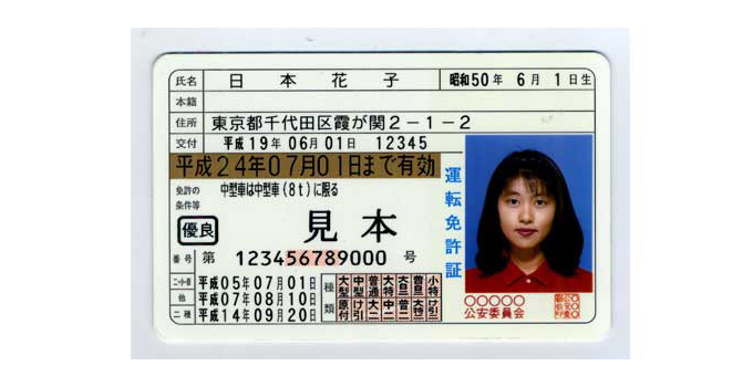 運転免許証のサンプル