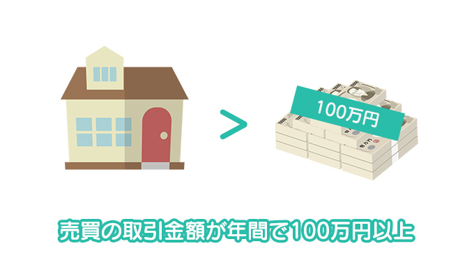 不動産売買取引金額が年間で100万円以上
