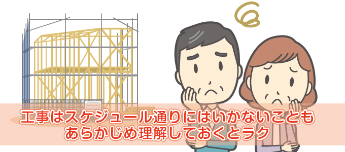 工事はスケジュール通りにいかない場合もあるため、余裕を持ったスケジュールを。
