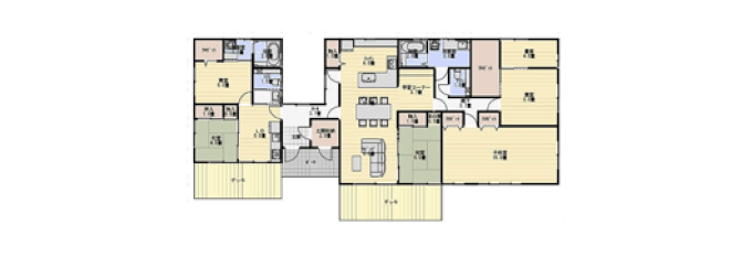 平屋二世帯住宅「部分共用型」の間取り