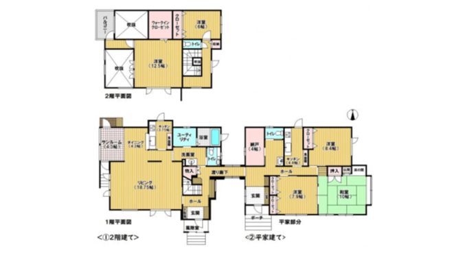 平屋＋二階建ての組み合わせ
