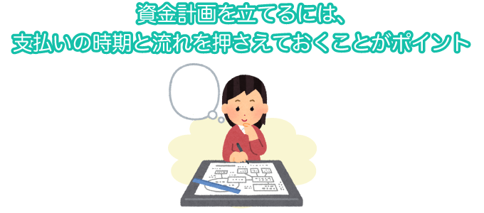 資金計画を立てるには、支払い時期と流れを抑えておくことがポイント