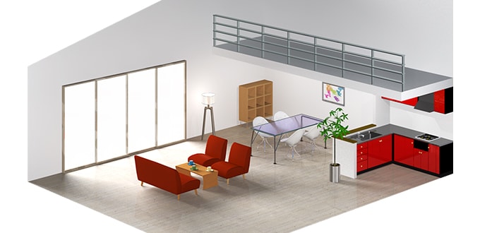 間仕切りを減らして開放的に