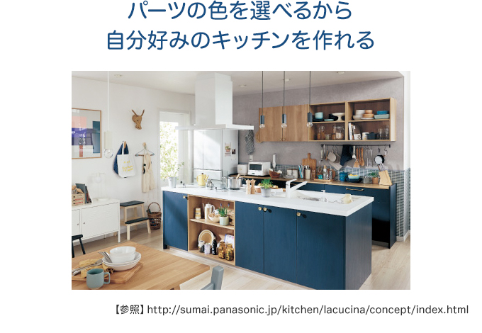 パーツの色を選べるから自分好みのキッチンを作れる