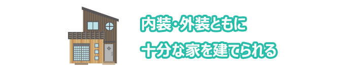 内装・外装ともに十分な家を建てられる