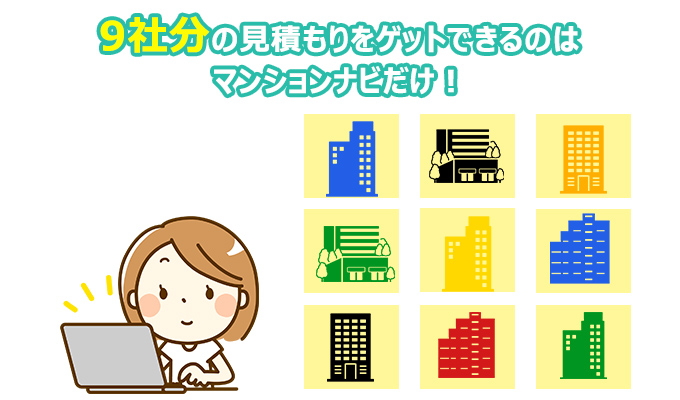 最大9社の見積もりをゲットできる