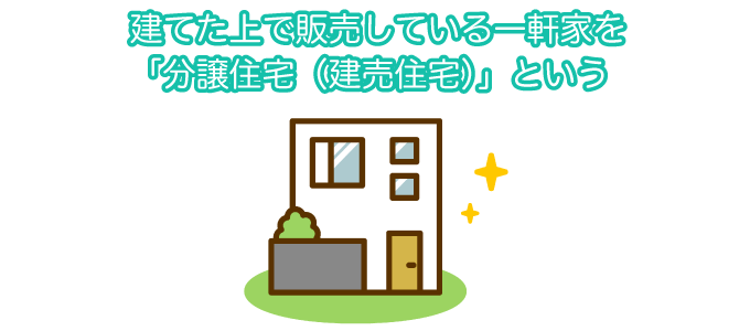 建てた上で販売している一軒家を「分譲住宅（建売住宅）」という