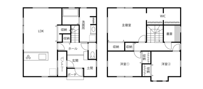 本体価格1,300万円の家の間取り
