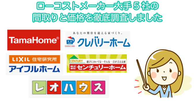 ローコストメーカー大手5社の間取りと価格を徹底調査しました