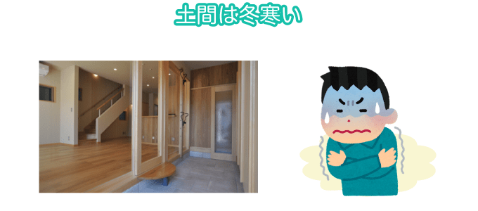 土間は冬寒い