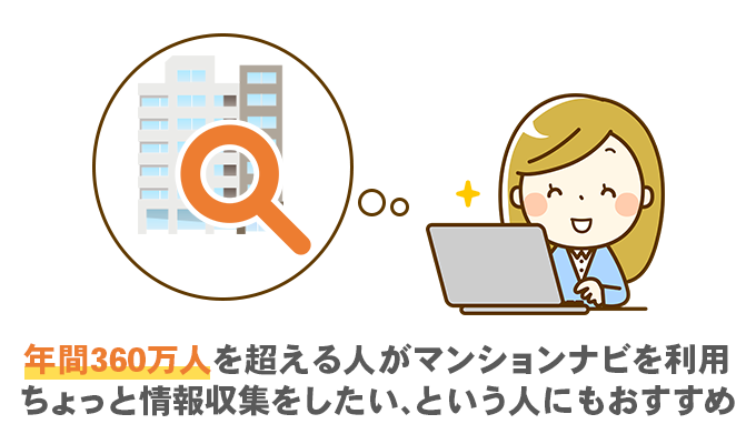 年間360万人を超える人がマンションナビを利用 ちょっと情報収集をしたい、という人にもおすすめ