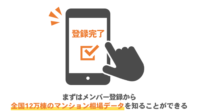 まずはメンバー登録から 全国12万棟のマンション相場データを知ることができる