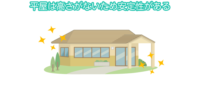 平屋は高さがないため安定性がある