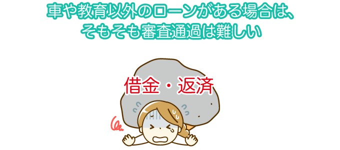 車や教育以外のローンがある場合は、そもそも審査通過は難しい