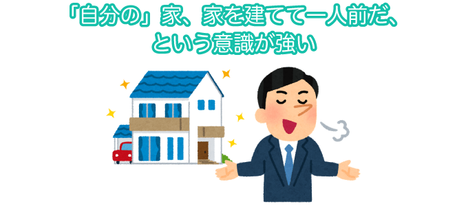 「自分の」家、家を建てて一人前だ、という意識が強い