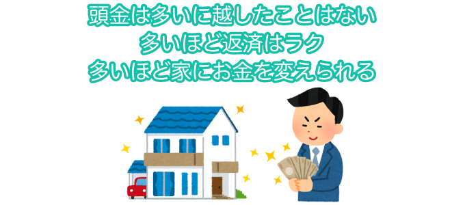 頭金は多いに越したことはない 多いほど返済はラク 多いほど家にお金を変えられる