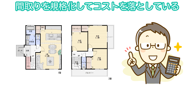 間取りを規格化してコストを落としている