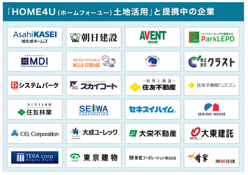 HOME4U土地活用と提携中の企業一覧