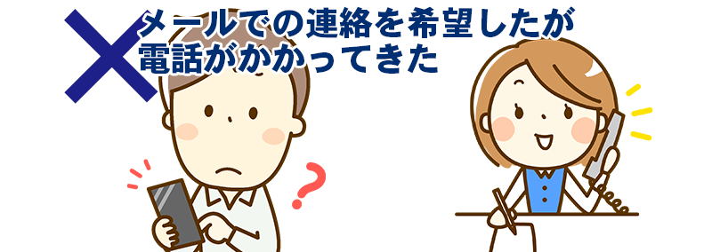 メールでの連絡を希望したが電話がかかってきた