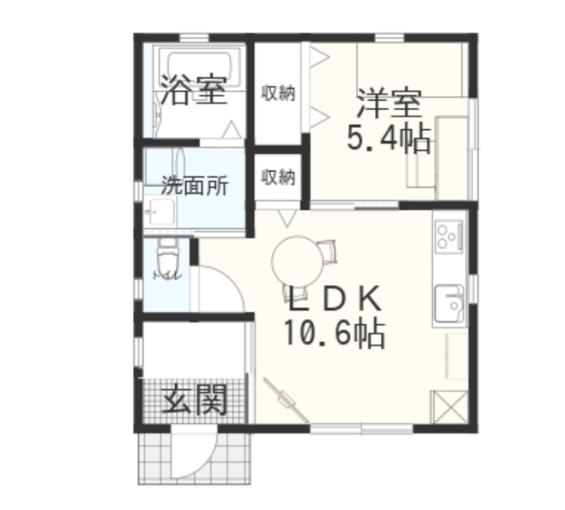 税込690万円、12.72坪の平屋プランの間取り