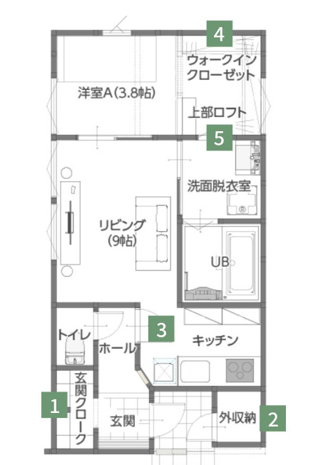 「STORY」の11.40坪、税込1,205.6万円の間取り例